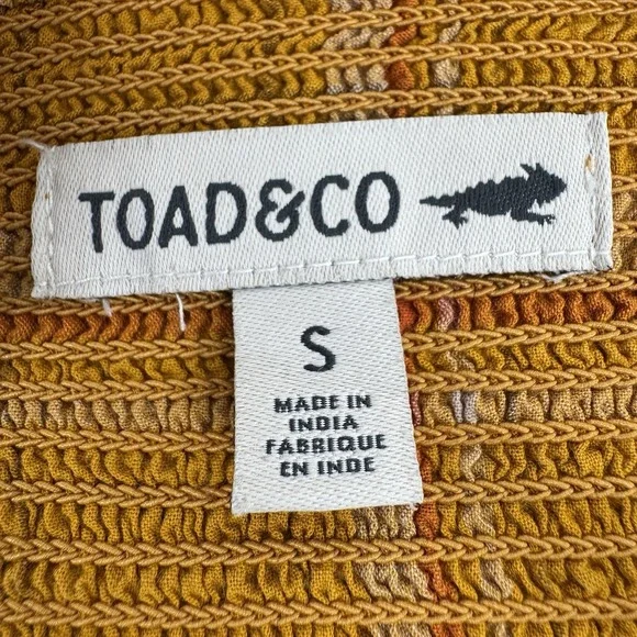 Toad &Co Organic Cotton Plaid Dress S Prairie Cottage Earthy Sustainable Smocked - Picture 6 of 10